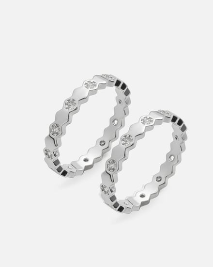 خاتم نسائي توينز عصري بلون فضي