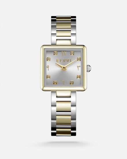 ساعة نسائية ستيل بلون فضي وذهبي