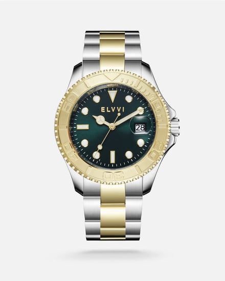 ساعة رجاليه ستيل بلون فضي وذهبي