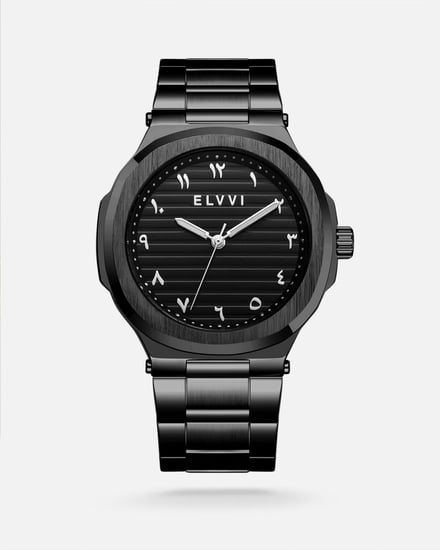 ساعة رجالية إلڤي ستيل باللون الأسود