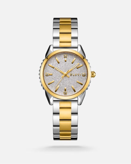 ساعة نسائية ستيل بلون فضي وذهبي