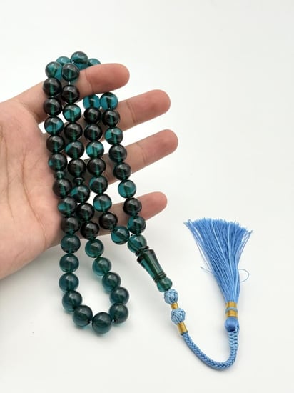 سبحة زعفران أخضر كركوشة يدوية