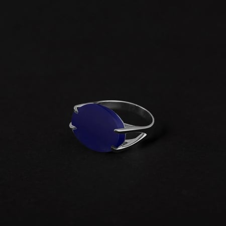 خاتم فضة رجالي ملكي مقبض- أزرق