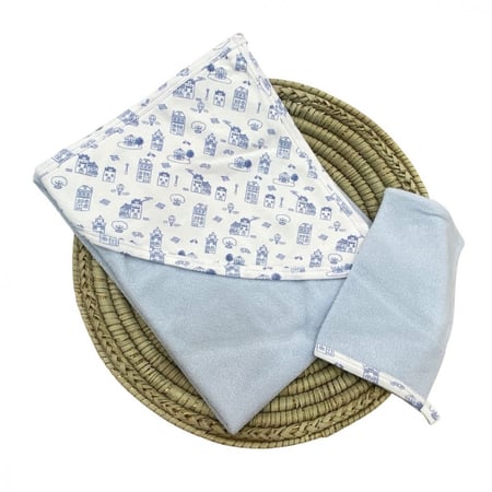 منشفة استحمام مواليد قطعتين لون بيبي بلو - صناعه اسباني