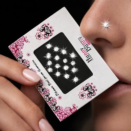 زمام لاصق اقراط لاصقة للانف من الكريستال، للوجه غير مثقوبة، اكسسوارات للنساء