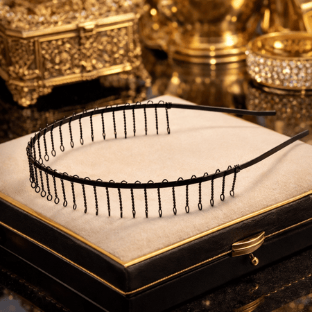 طوق شعر يتميز بتصميم عصري لافت للنظر، مثالية لإضافة لمسة من الأناقة والأناقة إلى أي ملابس.