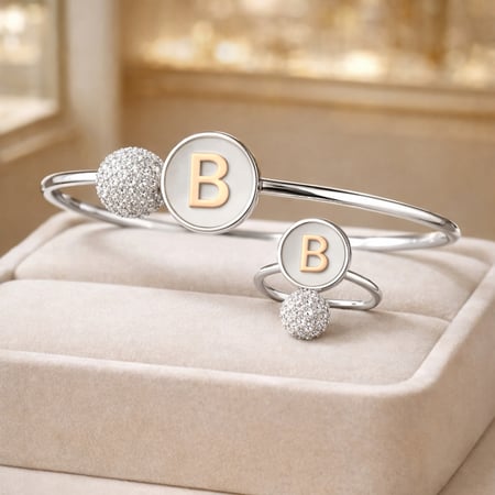 اسوارة نسائية مع الخاتم سوار أنيق و ناعم مرصع بحبات الزركون اسوارة مرصعة بالزيركون اسوارة رفيعة مصنوعة من الستانلس ستيل مقاومة للصدا و الماء لون لايتغير