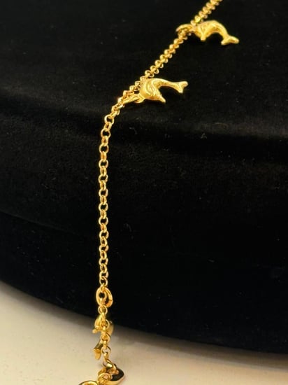 خلخال ذهب عيار 18 شكل دولفين - مجوهرات قصر المدينة للذهب - الدمام