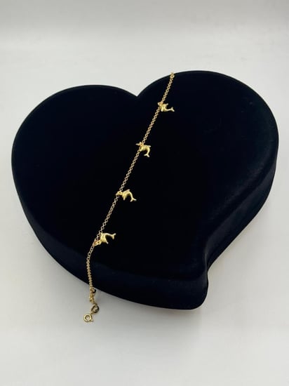 خلخال ذهب عيار 18 شكل دولفين - مجوهرات قصر المدينة للذهب - الدمام