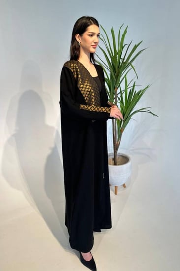 عباية  كريب سوداء  |  قطن هندي