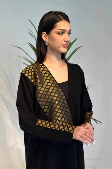 عباية  كريب سوداء  |  قطن هندي