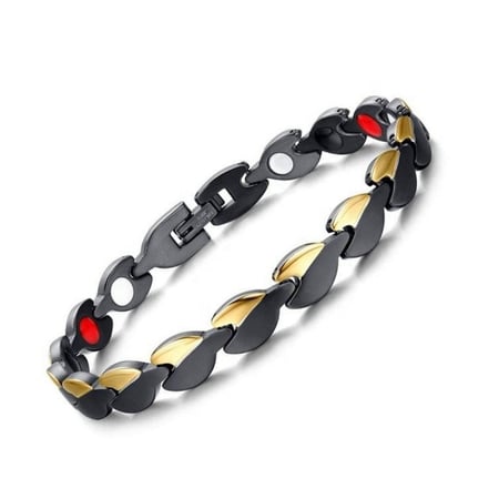 سوار الطاقة الطبي للنساء بحجر الجرمانيوم والمغناطيس لون ذهبي روز بتصميم مستوحى من سوار فسكي