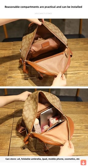 حقيبة ظهر عصرية نسائيةذات سعة كبيرةكاجوال طراز ريترو حقيبة كتف مزدوجة