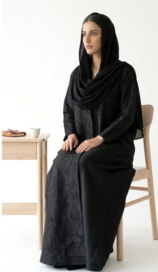 عباية ورده شغل يدوي ABAYA