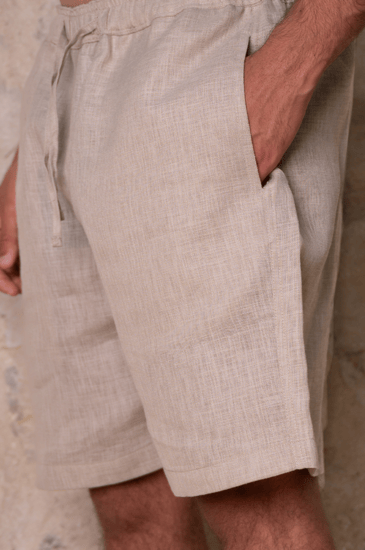 Beige Linen Shorts