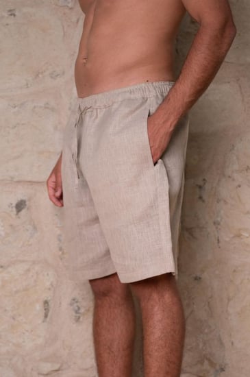 Beige Linen Shorts