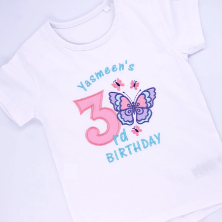 تيشرت تطريز عيد ميلاد تصميم الفراشه - Butterfly  Embroidery