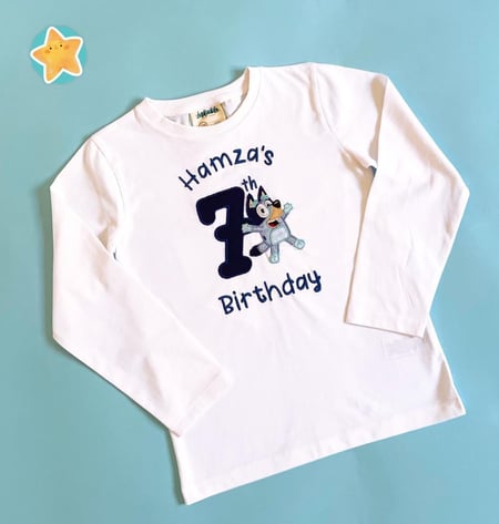 تيشرت عيد ميلاد بلوي - Birthday T-shirt Embroidery Bluey