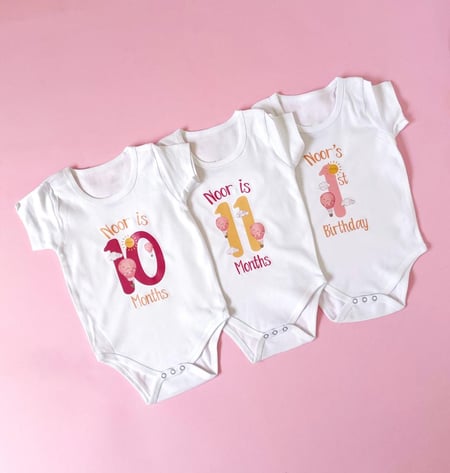 مجموعة الشهور ثيم المنطاد للبنات - Girls Air Balloon Set of 12