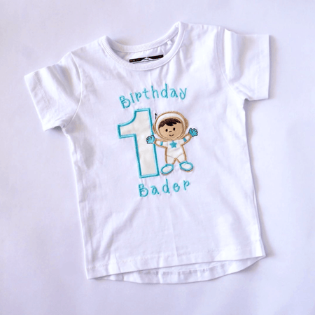 تيشرت تطريز عيد ميلاد رجل الفضاء - Astronaut Embroidery