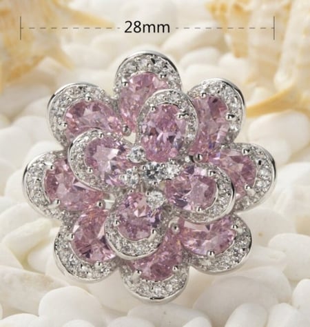 خاتم نسائي مطلي بالفضة ومزين بالزركون الكوبي مقاس 7.25 أمريكي