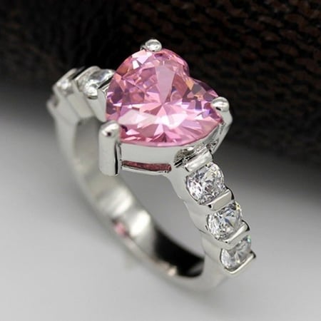 خاتم نسائي مطلي بالفضة ومزين بالزركون الكوبي مقاس 8 أمريكي