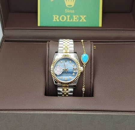 ساعة رولكس نسائي استل استيل درجه اولى معا اسواره راقيه