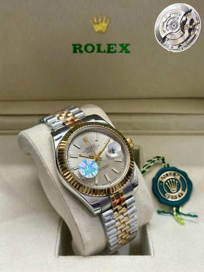 ساعة رولكس رجالية إطار مخطط