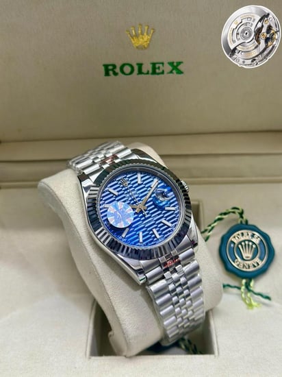 ساعة رولكس رجالية إطار مخطط