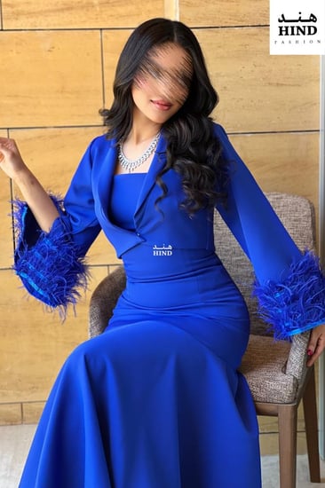 فستان ميدي باكمام ريش 1016