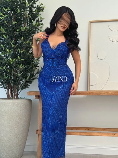 فستان نيلي فخم 1119