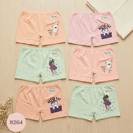 6 قطع بوكسر بناتي مطبوع - قطن تركي