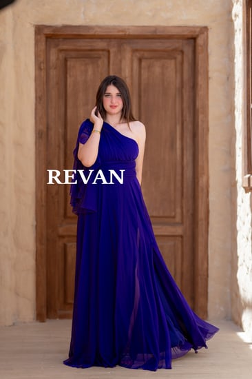 فستان طويل شيفون ون شولدر