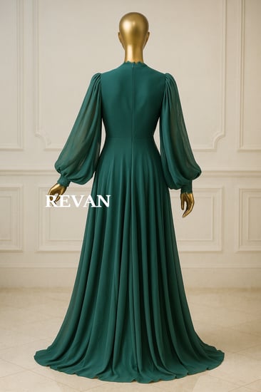 فستان سهرة أخضر فاخرة من ريفان