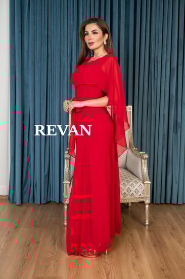 جلابيه بطبقة شيفون فاخرة وربطة خصر أنيقة