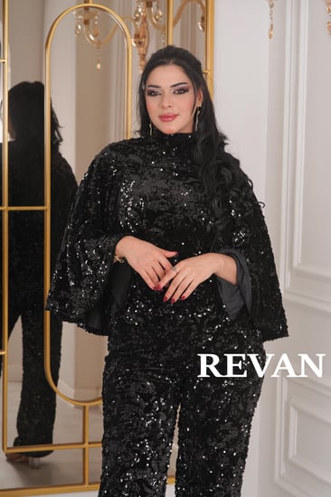 طقم سهره بلوزه وبنطلون مرسوم بالترتر