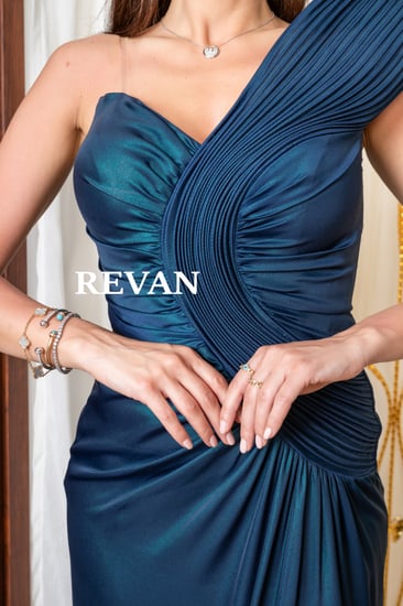 فستان سهره بكتف واحد وتصميم درابيه فاخر