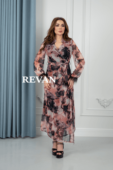 فستان طويل بنقوش زهرية راقية