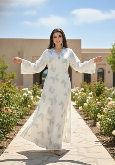 جلابية رمضانية بنقشة ناعمة وقصة مريحة من ريڤــان