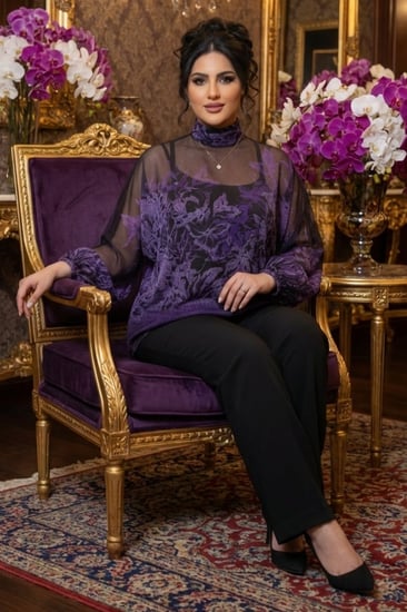 بلوزه أنيقه بلمسات مخملية ولمعان فاخر