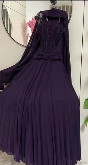 فستان سهره فخم عنابي & بنفسجي
