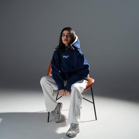 هودي دبل كاب Navy Double Cap Hoodie