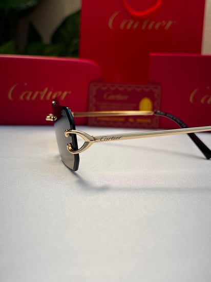 نظارة Cartier-  اطار ذهبي- عدسه بني مدرج