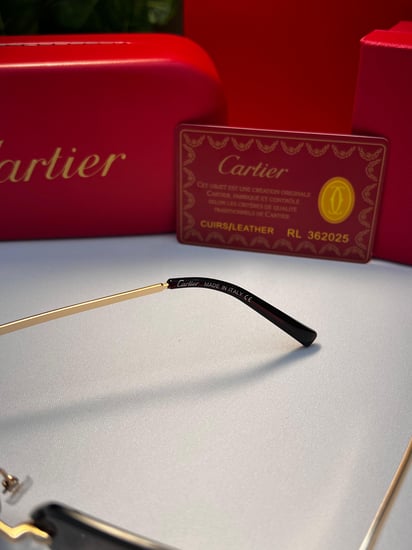 نظارة Cartier-  اطار ذهبي- عدسه بني مدرج