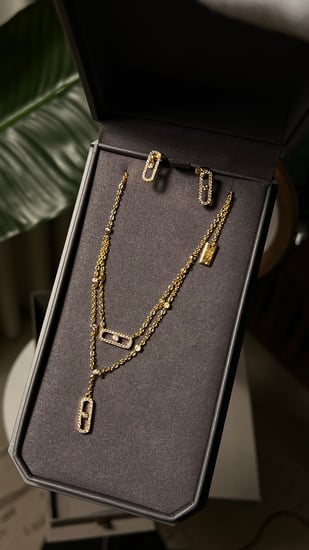 سلسال+ حلق  MESSIKA معدن ذهبي