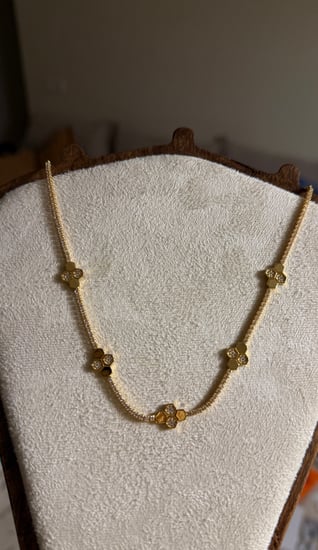 سلسال مع حلق شوميه - شكل خلية - ( لونين  فضي - ذهبي )