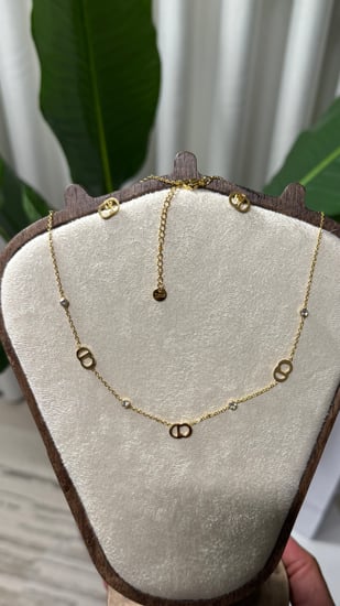 سلسال + حلق  Dior معدن ذهبي