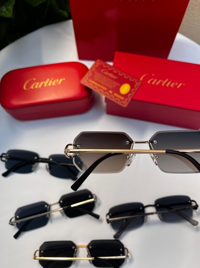 نظارة Cartier-  اطار ذهبي- عدسه بني مدرج