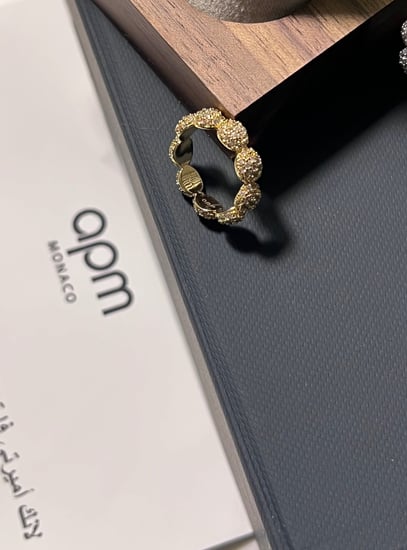 خاتم apm فضي -ذهبي