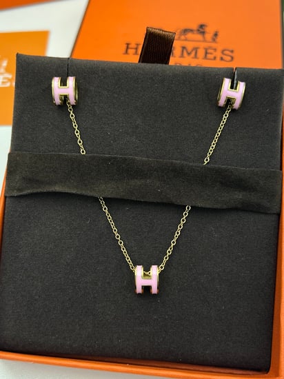 سلسال HERMES صغير معدن ذهبي - وردي